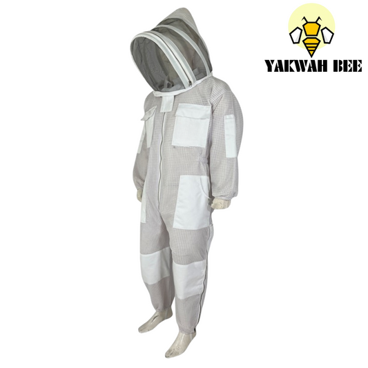 White Ventilated Bee Suit fancy Veil, Professional Sting Proof Beekeeper Suit